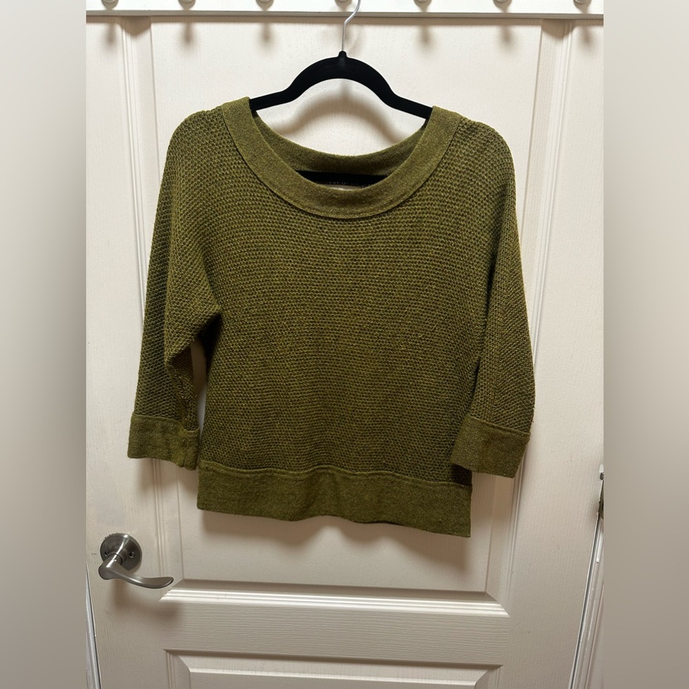 Olive green LOFT 3/4 sleeve sweater, size small.